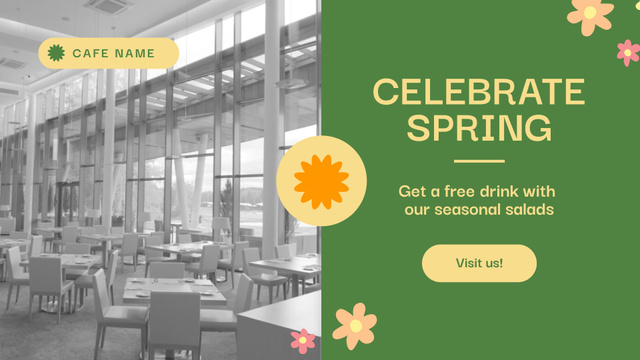 Modèle de visuel Light Restaurant Hall With Free Drinks For Spring Salads - Full HD video