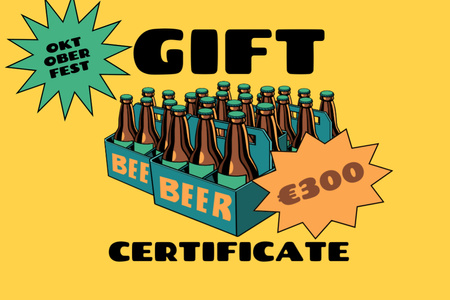 Lots Of Beer As Present For Oktoberfest Gift Certificate Design Template