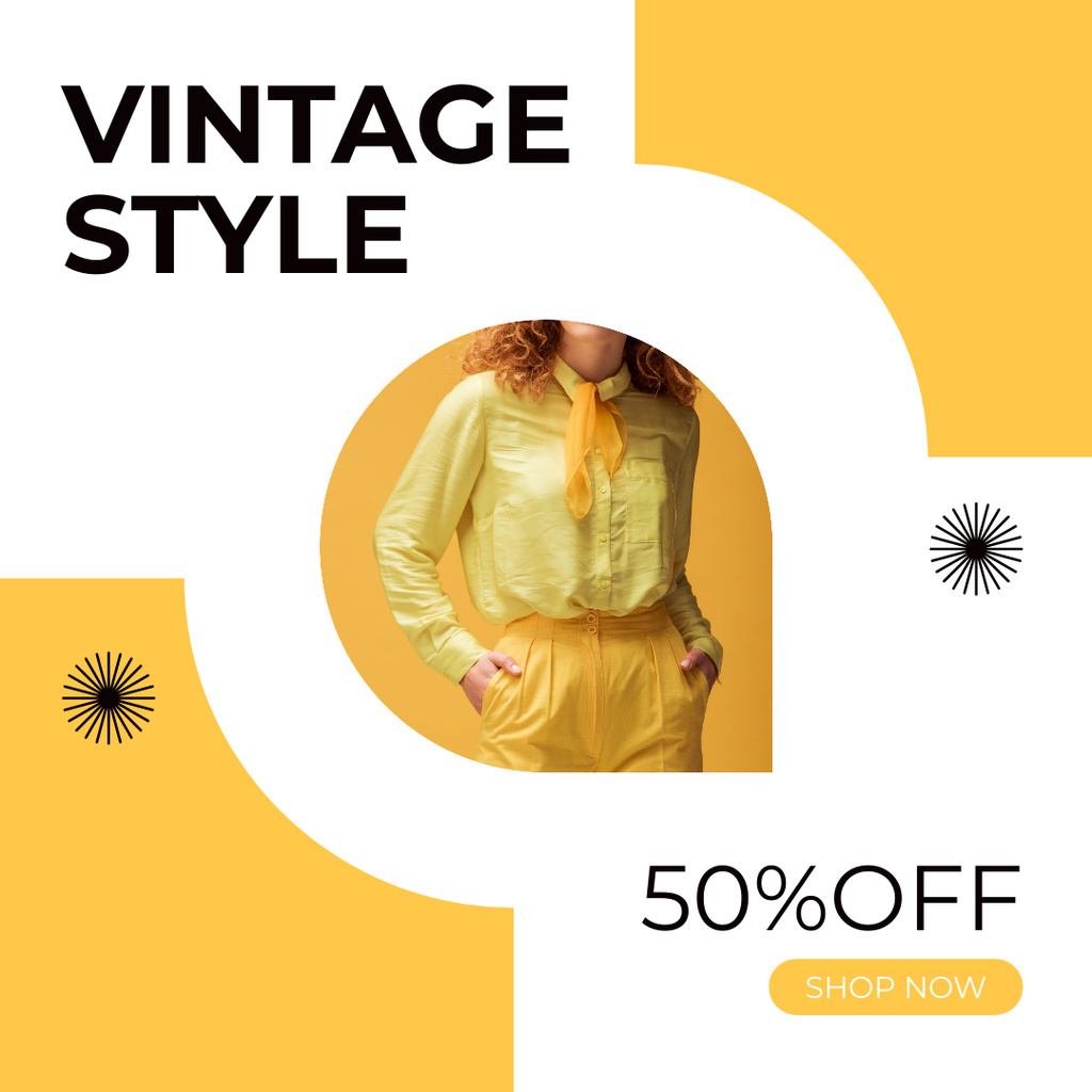 Vintage style pre-owned clothes Instagram AD – шаблон для дизайну