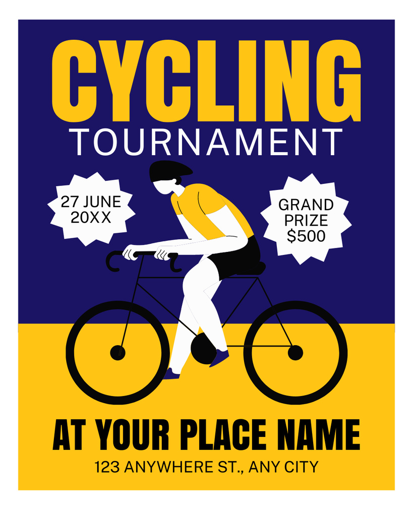 Cycling Tournament Ad on Blue and Yellow Instagram Post Vertical – шаблон для дизайна