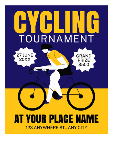 Cycling Tournament Ad on Blue and Yellow Instagram Post Vertical Design Template