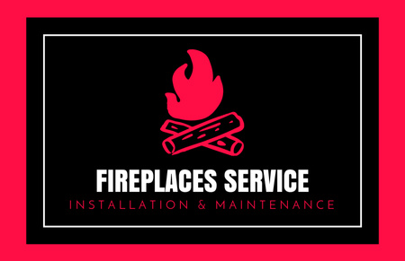 Fireplaces Services Red and Black Business Card 85x55mm Tasarım Şablonu