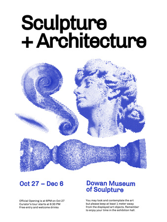 Sculpture and Architecture Exhibition Announcement Poster US Design Template