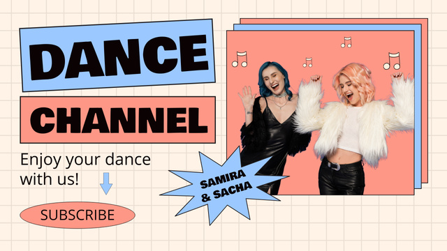 Ad of Dance Channel with Dancing Women Youtube Thumbnail Πρότυπο σχεδίασης