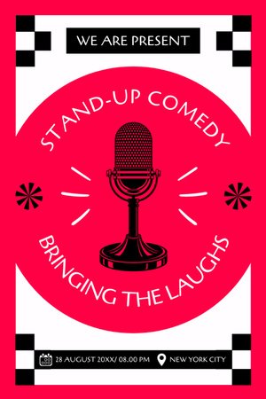 Advertising Standup Show with Microphone on Red Tumblr Design Template