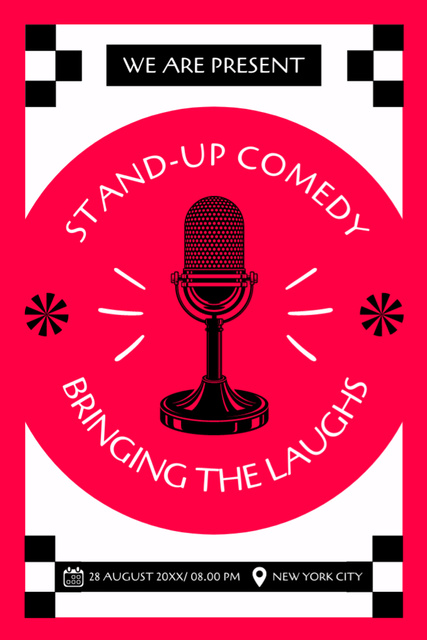 Advertising Standup Show with Microphone on Red Tumblr Tasarım Şablonu