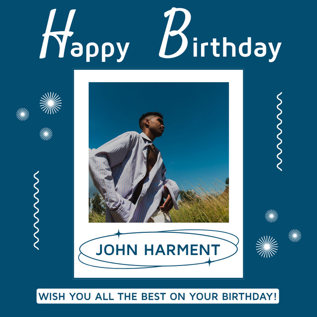 Platilla de diseño Best Birthday Wishes on Blue Instagram