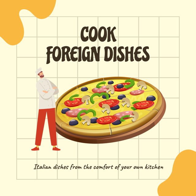 Cooking Foreign Dishes With Italian Pizza Instagram Tasarım Şablonu