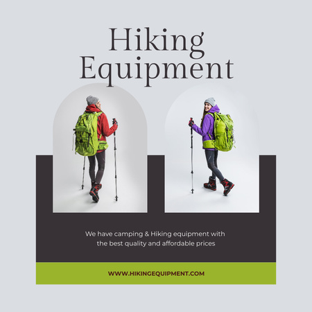 Ontwerpsjabloon van Instagram AD van People in Hiking Equipment