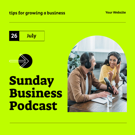 Modèle de visuel Annonce du podcast du dimanche sur les affaires - Instagram
