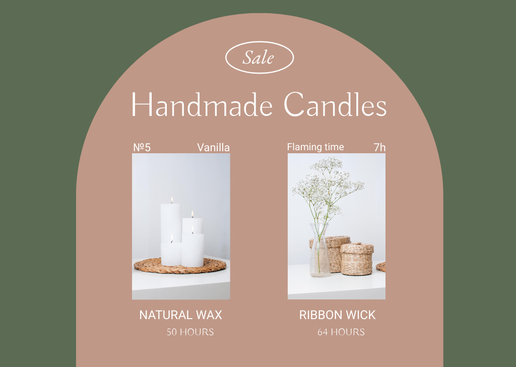 Handmade Candles Sale Offer Flyer A6 Horizontal Design Template