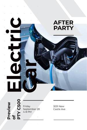 Plantilla de diseño de Invitación a exhibición de autos eléctricos Pinterest 