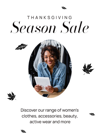Seasonal Sale on Thanksgiving Announcement Flayer Design Template
