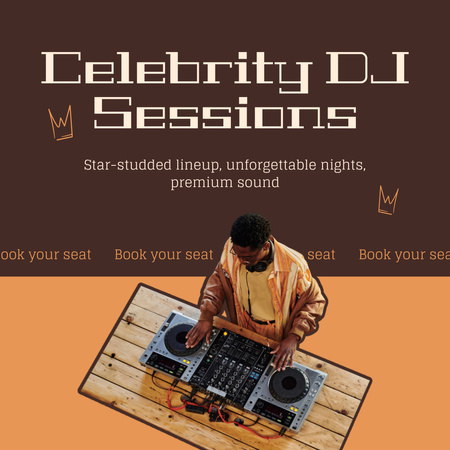 Black Man Playing Music on DJ Console Instagram Design Template
