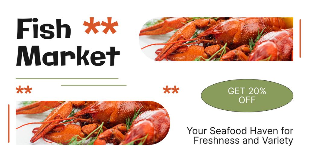 Fish Market Bargain Offer Facebook AD Design Template