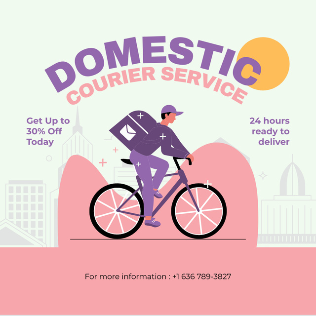Urban Courier Services Promotion on Pink Instagram AD Design Template