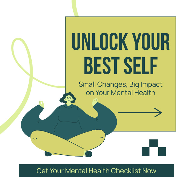 Mental Health Tips to Unlock Your Best Self LinkedIn post Modelo de Design