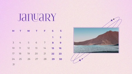 Beautiful Mountain Lake Landscape Calendar Tasarım Şablonu