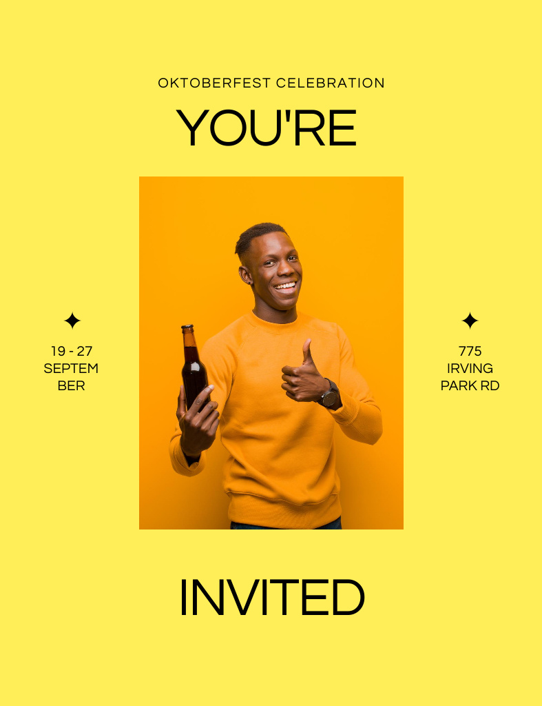African American Man on Oktoberfest Celebration Announcement Invitation 13.9x10.7cm – шаблон для дизайну