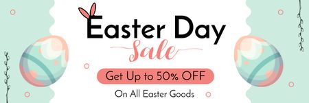 Easter Discount Offer with Dyed Easter Eggs Twitter Design Template