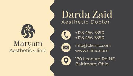 Aesthetic Doctor Contact Information Business Card US Πρότυπο σχεδίασης