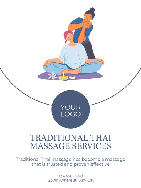 Massage Therapy Promotion with Illustration Poster US Design Template