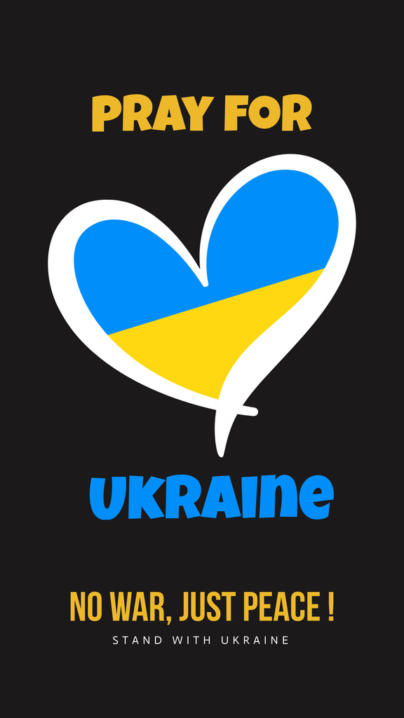 Appeal to Pray for Ukraine with Heart Instagram Story – шаблон для дизайну
