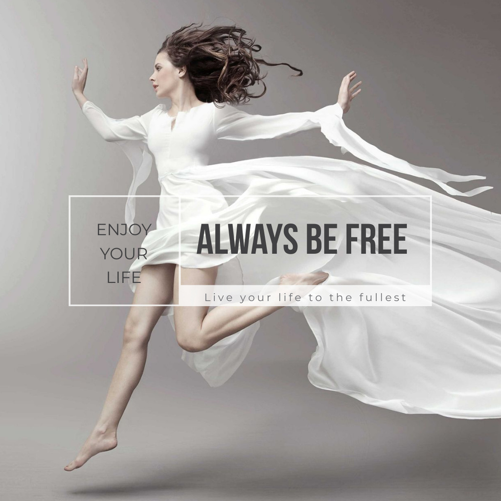 Inspiration Quote Woman Dancer Jumping Instagram AD Tasarım Şablonu