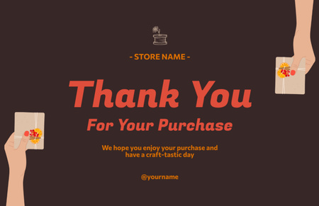 Modèle de visuel Marque artisanale et gratitude pour l'achat - Thank You Card 5.5x8.5in