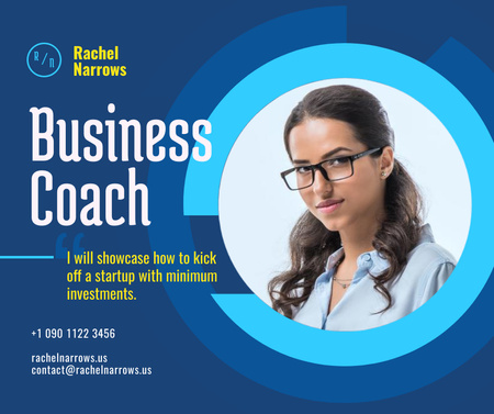 Business Coach Ad Confident Woman in Glasses Facebookデザインテンプレート