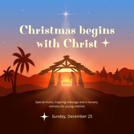 Christmas Holiday Worship Invitation Instagram Modelo de Design