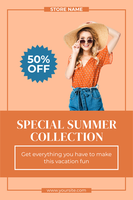 Designvorlage Summer Fashion Collection Ad Layout für Pinterest