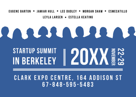 Ontwerpsjabloon van Postcard 5x7in van Startup Summit Announcement in Expo Center