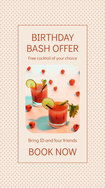 Special Cocktail Offer for Bright Birthday Party Instagram Story Design Template
