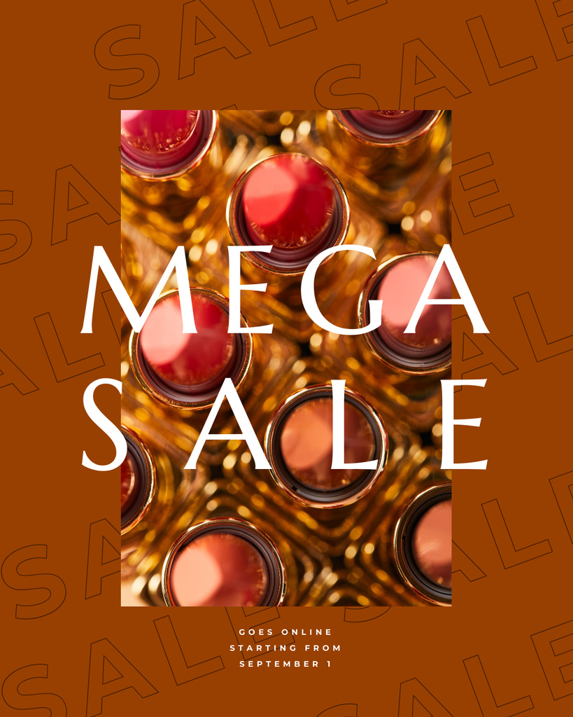 Beauty Sale Ad with Cosmetics And Lipsticks Poster 16x20in Modelo de Design