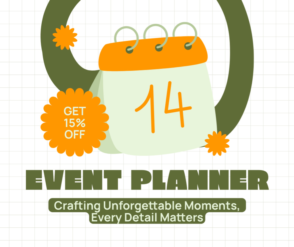 Plantilla de diseño de Favorable Event Planning Offer with Discount Facebook 