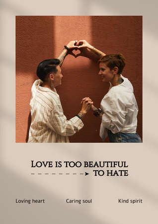 Platilla de diseño Phrase about Love with Cute LGBT Couple Poster