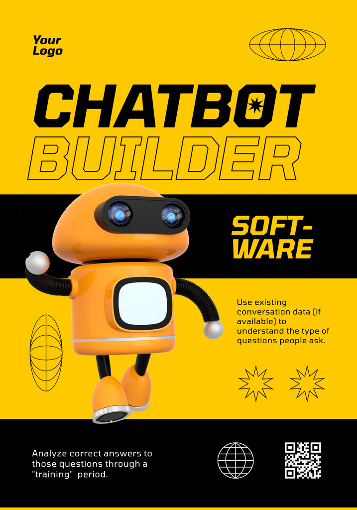 Template di design Online Chatbot Builder Offer Poster 28x40in