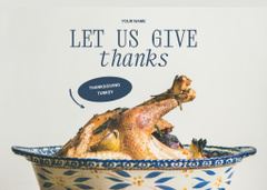 Appetizing Turkey in Blue Patterned Plate for Thanksgiving