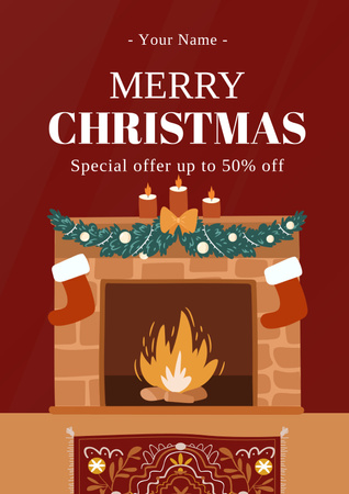 Special Christmas Offer of Holiday Accessories Red Poster Design Template