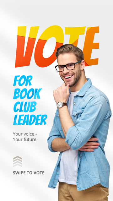 Enthusiastic Book Club Leader Elections With New Candidate Promotion Instagram Video Story – шаблон для дизайну