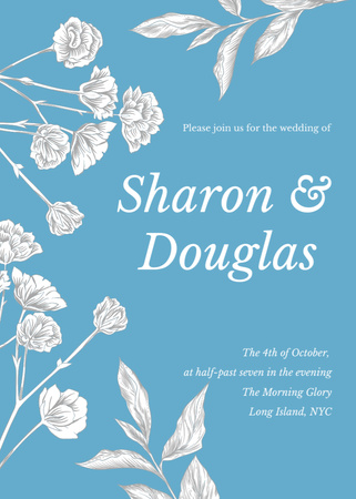 Modèle de visuel Charming Wedding Ceremony Announcement With Flowers - Invitation