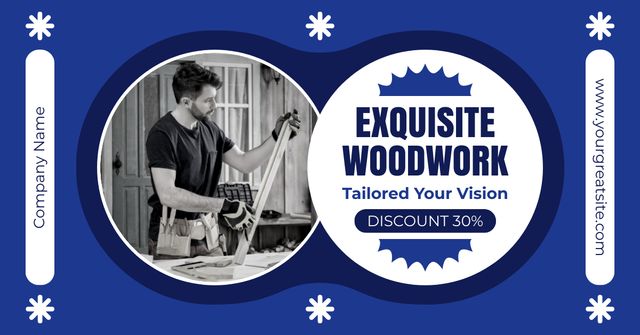 Designvorlage Talented Carpenter Woodwork Service Offer With Discount für Facebook AD