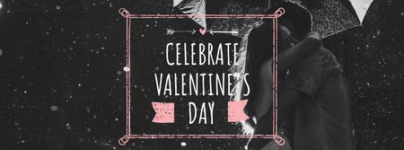 Template di design Valentine's Day Greeting with Couple under Umbrella Facebook cover