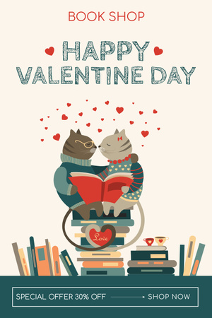Special Valentine's Day Discount at Book Store Pinterest Design Template