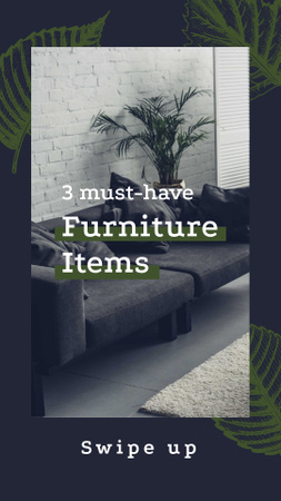 Furniture Ad with Modern Interior in Grey Instagram Story Design Template