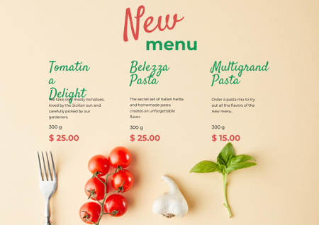Italian Restaurant's Culinary Options With Ingredients Poster B2 Horizontal Design Template