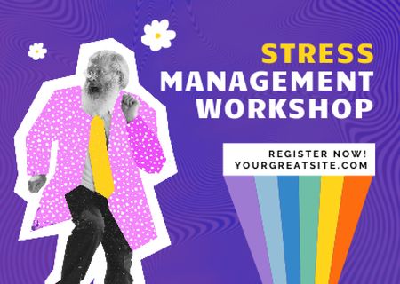 Stress Management Workshop Announcement Card Modelo de Design