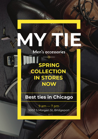 Tie store Ad with Handsome Man Poster Design Template