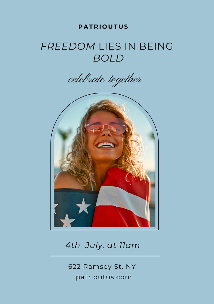 Phrase about Freedom on USA Independence Day Poster Design Template